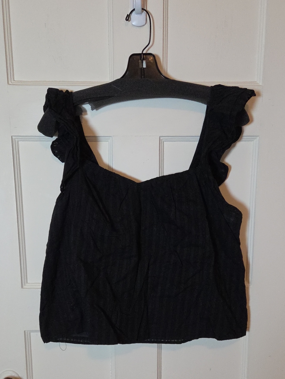 BB DAKOTA Women's Hey Cowgirl Top In Black Ruffle Sleeve Size Large - Picture 4 of 15